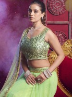 Parrot Green Premium Net Lehenga Choli